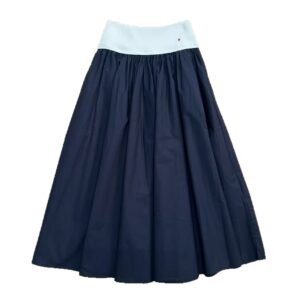 Wide-waist Woven Belt Mid-length Skirt