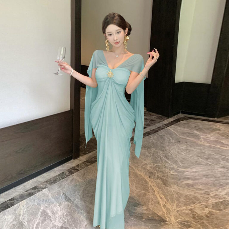 French-style Light-luxury Socialite Off-shoulder Two-way Mesh Dress For Women
