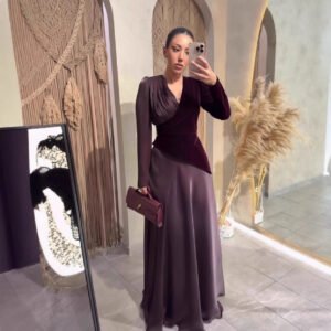 Womens Elegant Waist-cinching Long Dress