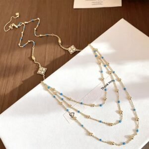 Blue Beaded Multi-layered Necklace