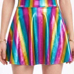 Fashionable Solid-color Flared Pleated Skirt For Women