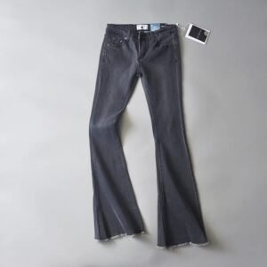 Retro Denim Low-rise Frayed Bell-bottoms
