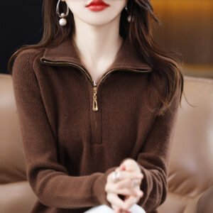 Niche Lapel Versatile Long-sleeve Pullover Sweater