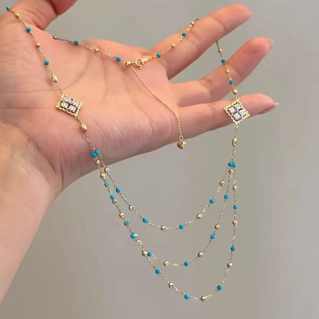 Blue Beaded Multi-layered Necklace