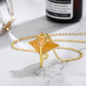 Womens Nautical-Style Manta Ray Pendant Necklace