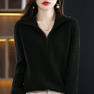 Niche Lapel Versatile Long-sleeve Pullover Sweater
