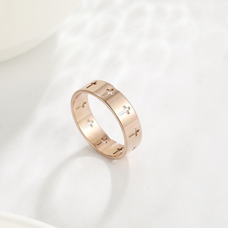 Minimalist Stainless Steel Hollow Cross Ring