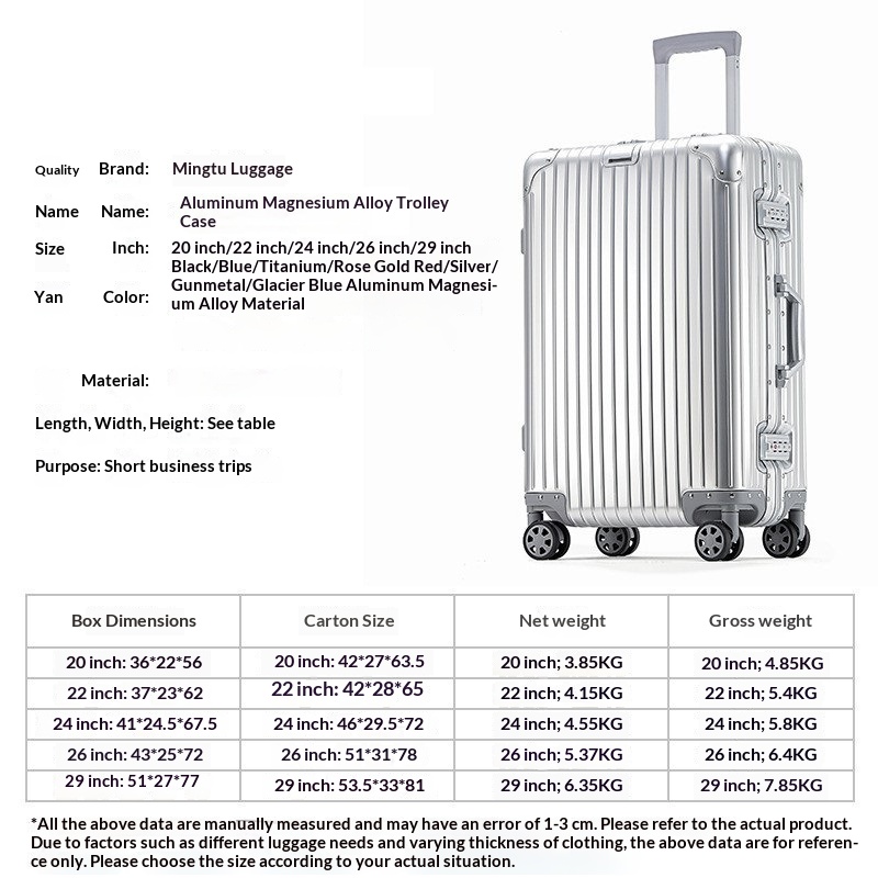 Aluminum-magnesium Alloy Trolley Case With Universal Wheels And A Combination Lock