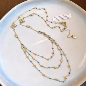 Blue Beaded Multi-layered Necklace