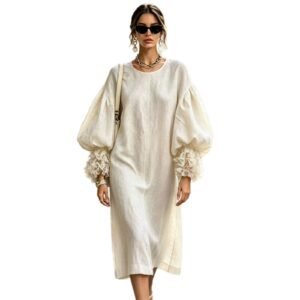 New Lantern-sleeve Loose-fit Mini Dress
