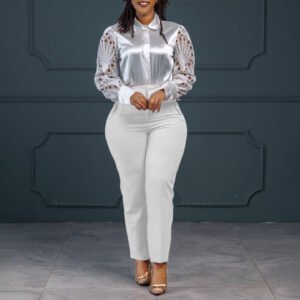 Womens Casual Professional Solid-Color Dress Pants