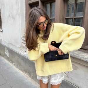 Letter-print Loose-fit Sweater For Women