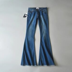 Retro Denim Low-rise Frayed Bell-bottoms