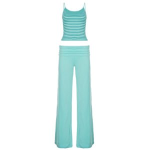 Striped Color-block Camisole And Straight-leg Casual Pants Set