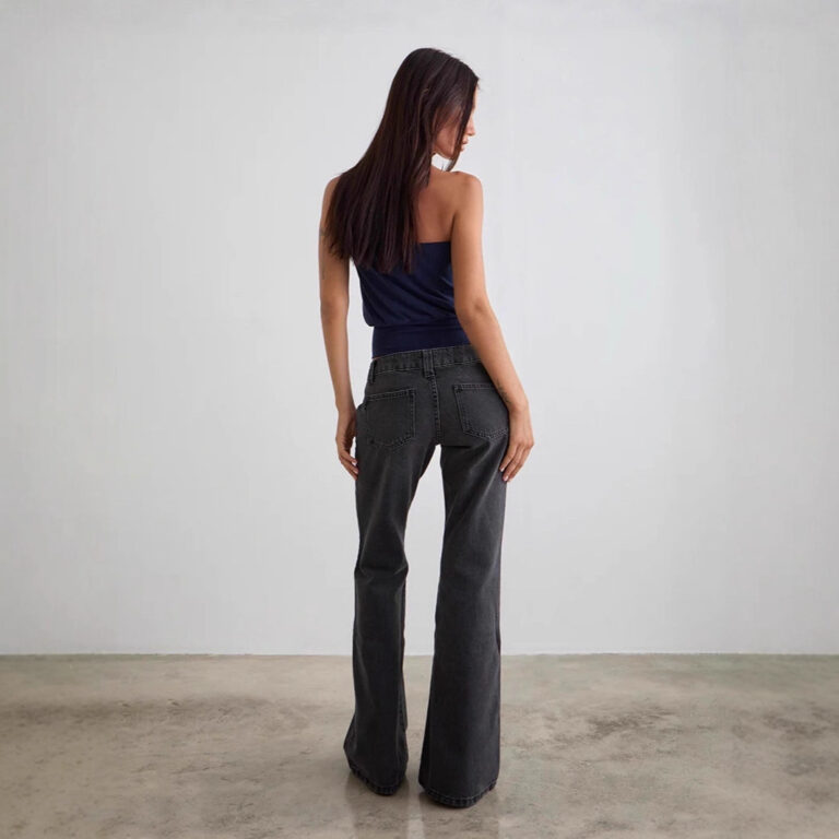 Womens Stretch Slim-Fit Solid-Color Bootcut Denim Jeans