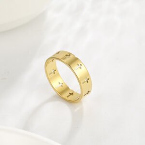 Minimalist Stainless Steel Hollow Cross Ring