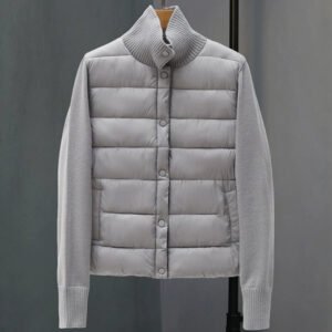 Womens Casual Stand-collar Knitted Cotton Coat