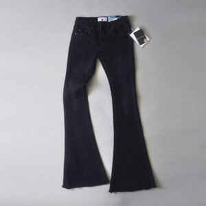 Retro Denim Low-rise Frayed Bell-bottoms
