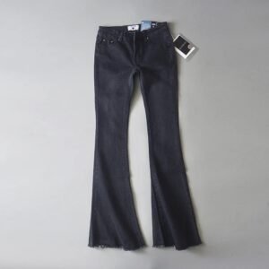 Retro Denim Low-rise Frayed Bell-bottoms