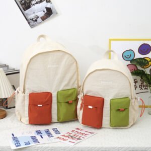 Color-block Design Backpackcasual Cute And Versatile