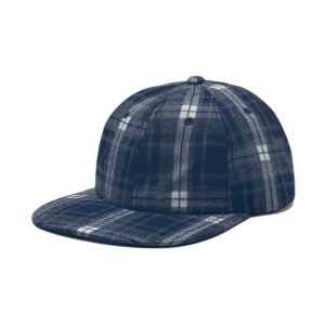 AutumnWinter Woolen Plaid Flat-brim Baseball Cap Vintage Style