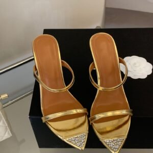 Pointed Toe Rhinestone Mules Slingback Ultra High Heel