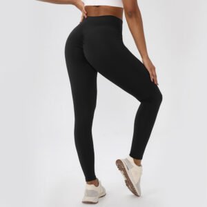 Womens Solid-Color High-Waisted Sports Peach-Hip Yoga Pants