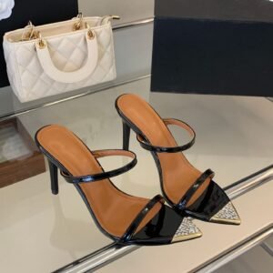 Pointed Toe Rhinestone Mules Slingback Ultra High Heel