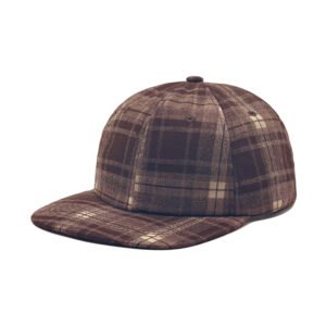 AutumnWinter Woolen Plaid Flat-brim Baseball Cap Vintage Style