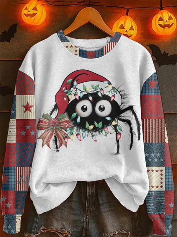Printed Halloween Casual Loose-fitting Crew-neck Top