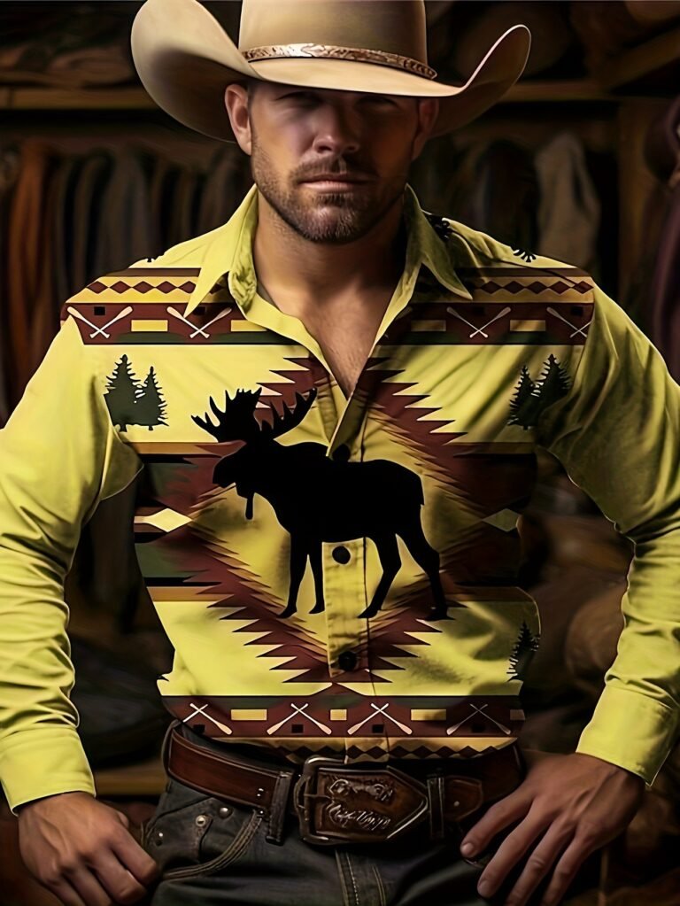 Patchwork-print Long-sleeve Shirt Mens Top