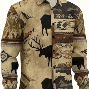 Patchwork-print Long-sleeve Shirt Mens Top