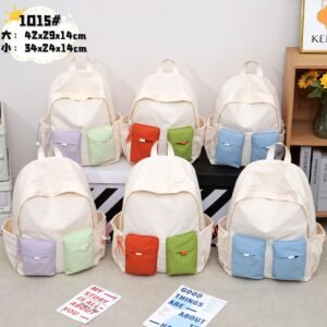 Color-block Design Backpackcasual Cute And Versatile