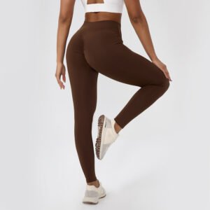 Womens Solid-Color High-Waisted Sports Peach-Hip Yoga Pants