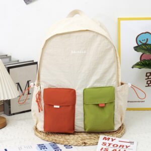 Color-block Design Backpackcasual Cute And Versatile