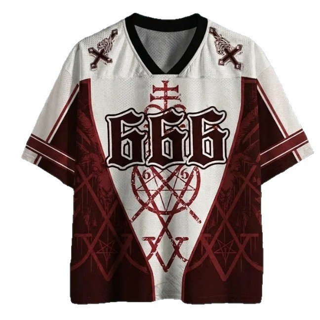 Retro Color-Block V-Neck Loose Sports Jersey