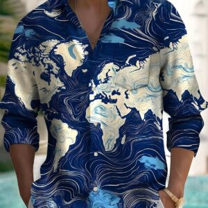 Printed Long-sleeve Casual Top For Men