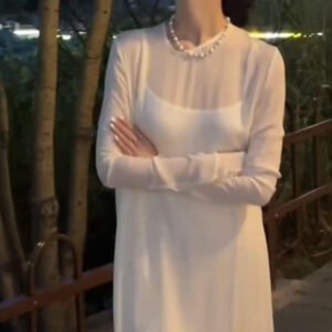 Satin Slip Chic Dress Set Womens New Arrival