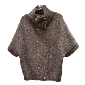 Vintage-style Womens Turtleneck Knit Sweater With Double-breasted Metal Buttons