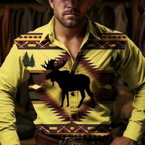 Patchwork-print Long-sleeve Shirt Mens Top