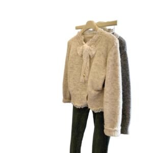 Sweet Pure Lace Bow Sweater Coat For Women