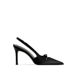 New Hollow-out Bow French Satin High-heeled Shoes For Women