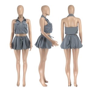 European And American-style Summer Fashion Backless Set
