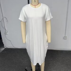 Womens New Simple Solid-Color Casual Dress