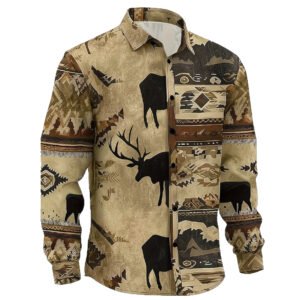 Patchwork-print Long-sleeve Shirt Mens Top