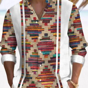 Printed Long-sleeve Casual Top For Men