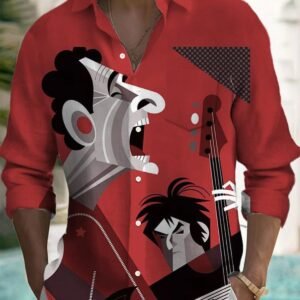 Printed Long-sleeve Casual Top For Men
