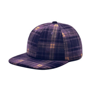 AutumnWinter Woolen Plaid Flat-brim Baseball Cap Vintage Style