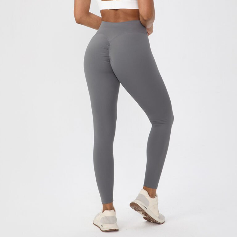 Womens Solid-Color High-Waisted Sports Peach-Hip Yoga Pants