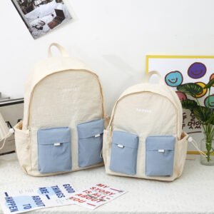 Color-block Design Backpackcasual Cute And Versatile